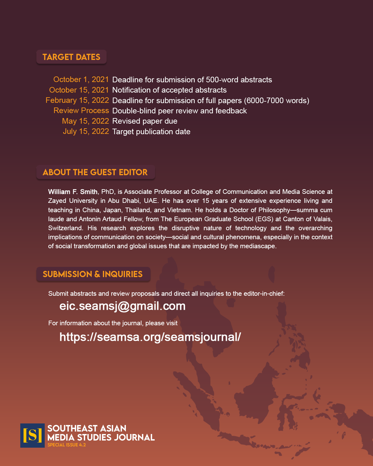 Call for Papers [SEAMSJ Special Issue 4.2] – [SEAMSA]