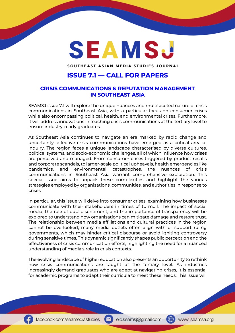 Call for Papers for Issues 7.1 “Crisis Communications & Reputation ...