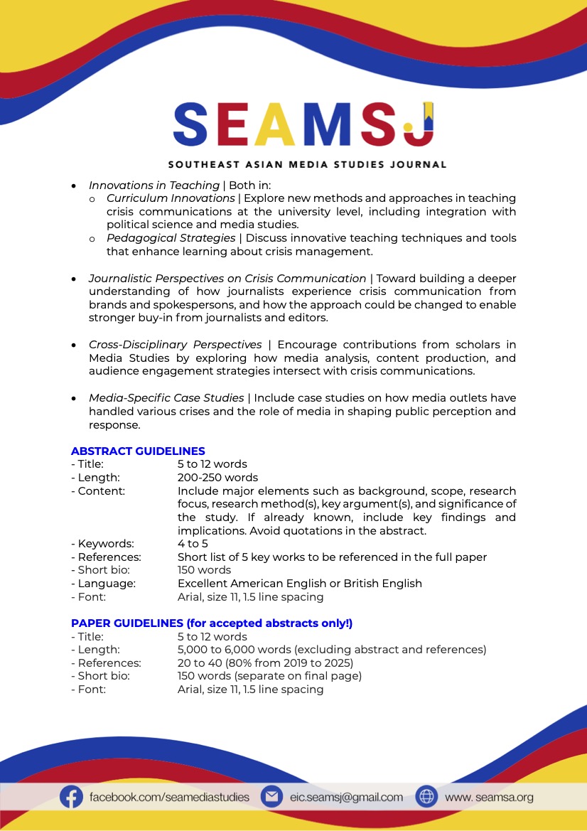 Call for Papers for Issues 7.1 “Crisis Communications & Reputation ...